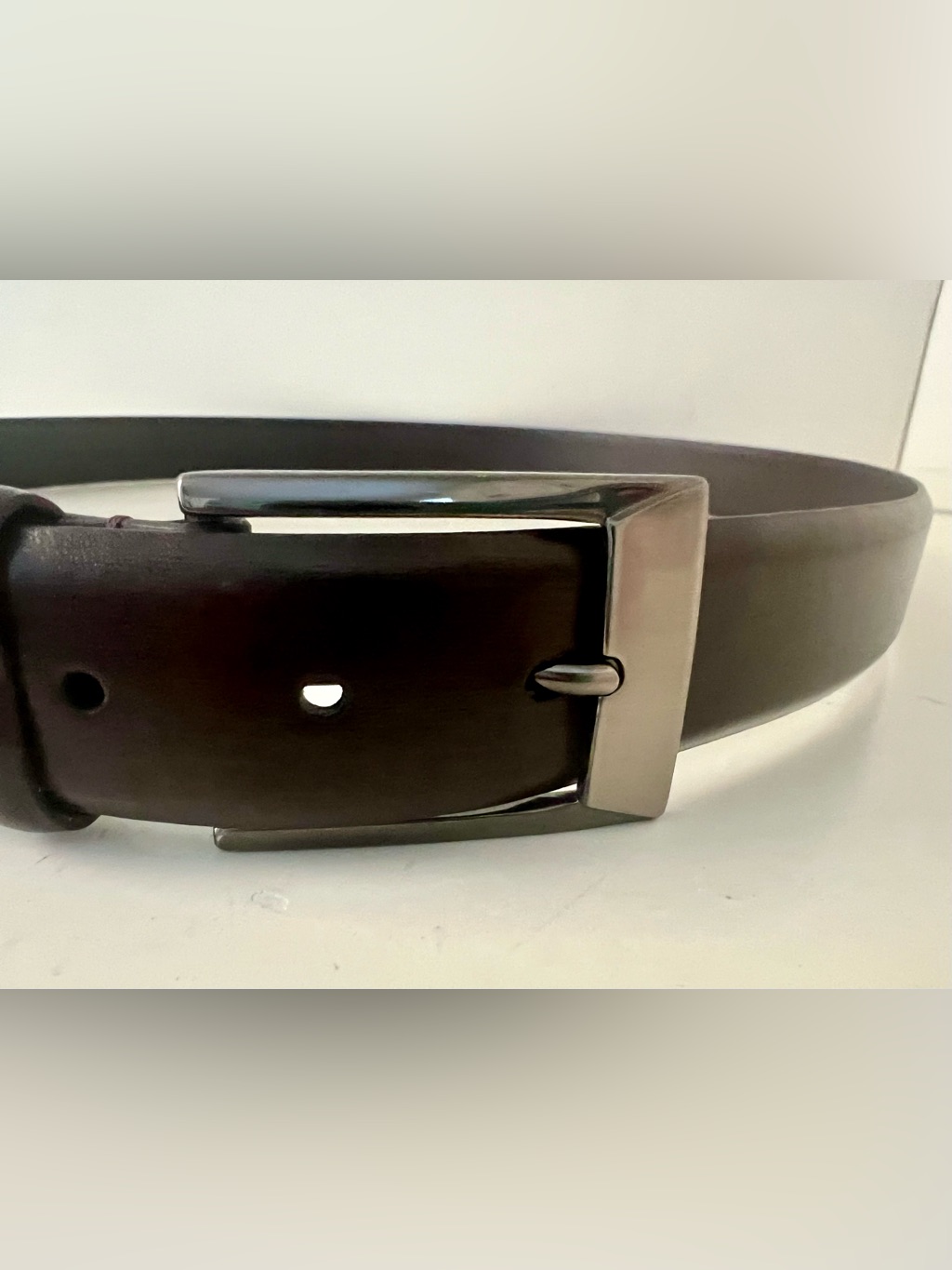 Men’s Wearhouse Full Grain Genuine Leather Belt 48/120 Dark Brown - Like New — image 2 of 3